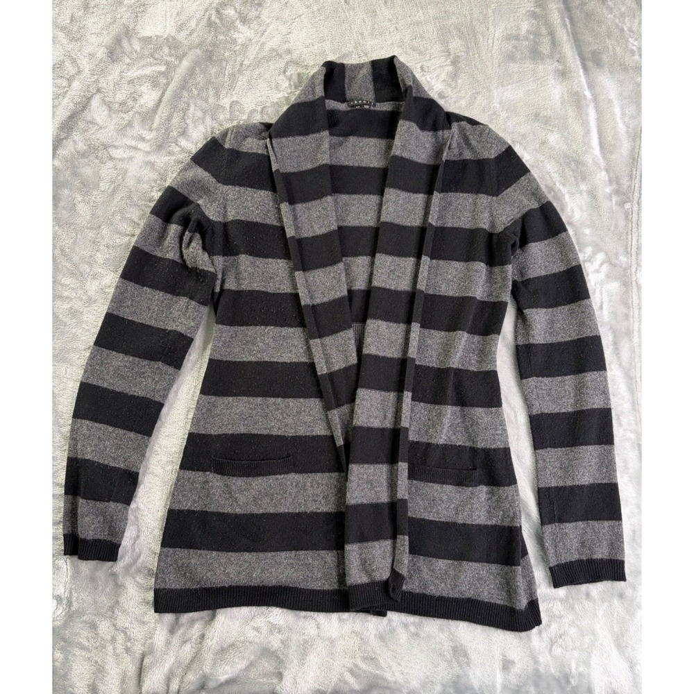 Theory Sweater Womens L Gray Striped Long Sleeve